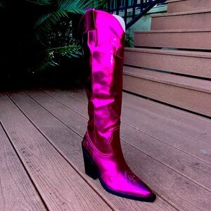 Size 6 Simi Hot Pink Metallic Cowgirl Boots